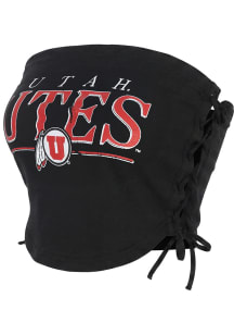 Utah Utes Womens Black Lace Up Tank Top