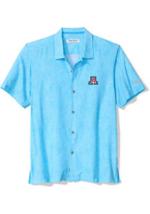 Tommy Bahama Arizona Wildcats Mens Light Blue Bahama Coast Saltwater Fronds Short Sleeve Dress Shi..