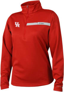 Columbia Houston Cougars Womens Red Heat Seal Skiff Guide Fleece Qtr Zip