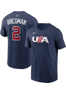 Alex Bregman Chicago Cubs Navy Blue World Baseball Classic Short Sleeve Player T Shirt