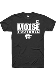 Adonis Moise K-State Wildcats Black Football NIL Stacked Box Short Sleeve Player T Shirt