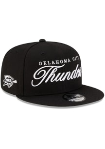 New Era Oklahoma City Thunder Black Scripted 9FIFTY Mens Snapback Hat