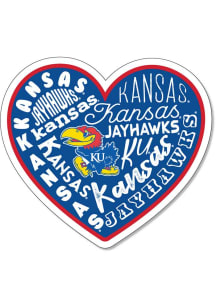 Kansas Jayhawks 3.5in Heart Rugged Stickers - Blue