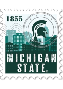 Michigan State Spartans 3.5in Postage Stamp Rugged Stickers - Green