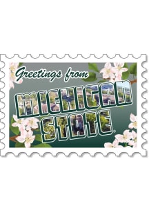 Michigan State Spartans 3.5in Greeting From Postcard Rugged Stickers - Green