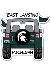 Michigan State Spartans 3.5in Cartoon Jeep Rugged Stickers - Green
