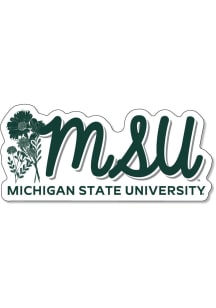 Michigan State Spartans 3.5in Stacked Text W/Flowers Rugged Stickers - Green
