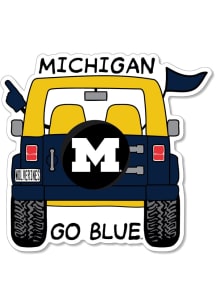 Michigan Wolverines 3.5in Cartoon Jeep Rugged Stickers - Blue