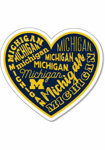 Michigan Wolverines 3.5in Heart Rugged Stickers - Blue