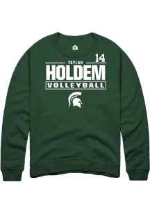 Taylah Holdem Michigan State Spartans Mens Green NIL Stacked Box Player Crew