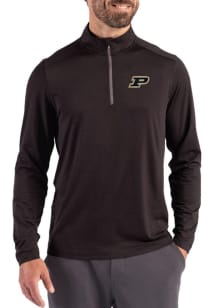 Cutter and Buck Purdue Boilermakers Mens Black Coastline Long Sleeve Qtr Zip Pullover