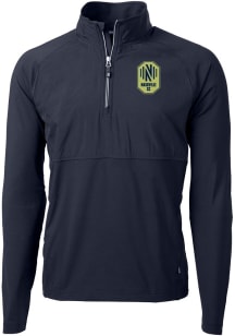 Cutter and Buck Nashville SC Mens Navy Blue Adapt Eco Hybrid Long Sleeve Qtr Zip Pullover