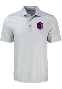 Cutter and Buck St Louis City SC Mens Grey Pike Shadow Check Short Sleeve Polo