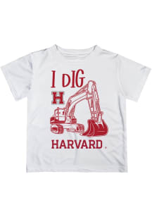 Vive La Fete Harvard Crimson Toddler White Excavator Short Sleeve T-Shirt