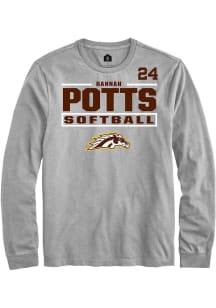 Hannah Potts Western Michigan Broncos Grey NIL Stacked Box Long Sleeve Player T Shirt