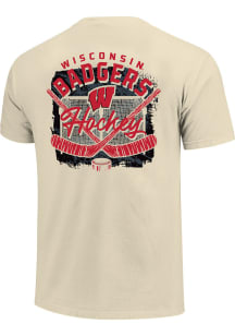 Wisconsin Badgers White Cross Stick Rink Texture Short Sleeve T Shirt