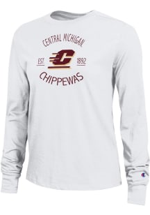Champion Central Michigan Chippewas Womens White Circle Core LS Tee