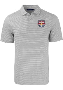 Cutter and Buck New York Red Bulls Mens Grey Forge Double Stripe Short Sleeve Polo