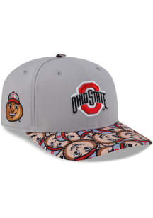 New Era Ohio State Buckeyes Mascot Visor 9SEVENTY Stretch Snap Adjustable Hat - Grey