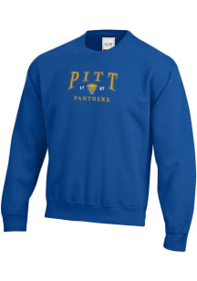 Gear For Sports Pitt Panthers Mens Blue Embroidered Long Sleeve Crew Sweatshirt