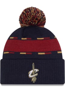 New Era Cleveland Cavaliers Navy Blue 2025 NBA Classic Edition Jr Cuff Pom Youth Knit Hat