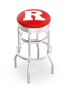 Rutgers Scarlet Knights Double-Ring Swivel Chrome Pub Stool - Black