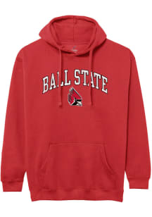 Ball State Cardinals Mens Red Arch Mascot Long Sleeve Hoodie