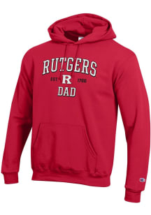Champion Rutgers Scarlet Knights Mens Red Est Date Dad Powerblend Long Sleeve Hoodie