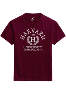 League Harvard Crimson Maroon Block H Short Sleeve T Shirt