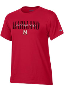 Champion Maryland Terrapins Womens Red Stadium Short Sleeve T-Shirt