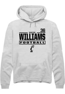 Xavier Williams Cincinnati Bearcats Mens White Football NIL Stacked Box Player Hood