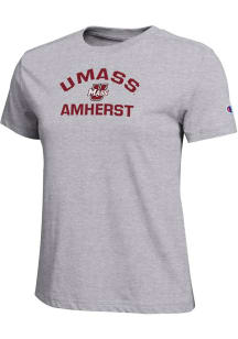 Champion Massachusetts Minutemen Womens Grey Name and Mascot Core Short Sleeve T-Shirt