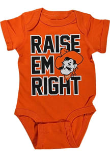 Oklahoma State Cowboys Baby Orange Raise Em Right Short Sleeve One Piece
