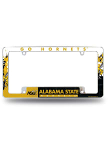 Alabama State Hornets Primary All Over Chrome License Plate Frame - White