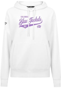 Levelwear Columbus Blue Jackets Womens White Adorn Glide Hooded Sweatshirt
