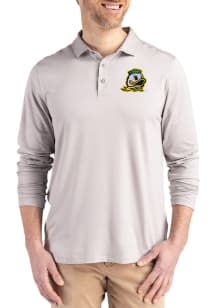 Cutter and Buck Oregon Ducks Mens Grey Coastline Long Sleeve Polo Shirt
