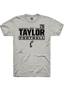 Zach Taylor Cincinnati Bearcats Ash Football NIL Stacked Box Short Sleeve Player T Shirt