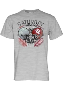 Blue 84 Indiana Hoosiers Grey Heather Football vs Ohio State Buckeyes Short Sleeve T Shirt