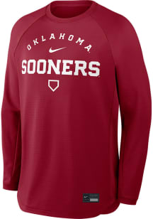 Nike Oklahoma Sooners Mens Crimson Mid Weight Baseball Long Sleeve Sweatshirt