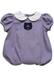 Vive La Fete Central Arkansas Bears Baby Purple Gingham Collar Short Sleeve One Piece