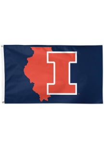 Illinois Fighting Illini State 3x5 Silk Screen Grommet Flag - Navy Blue