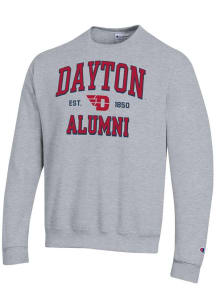 Champion Dayton Flyers Mens Grey Est Alumni Powerblend Long Sleeve Crew Sweatshirt
