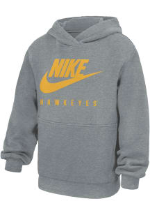 Nike Iowa Hawkeyes Youth Grey Team Logo Long Sleeve Hoodie