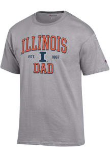Champion Illinois Fighting Illini Grey Est Date Dad Jersey Short Sleeve T Shirt