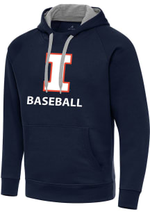 Antigua Illinois Fighting Illini Mens Navy Blue Baseball Victory Long Sleeve Hoodie