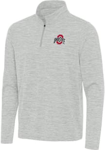 Antigua Ohio State Buckeyes Mens Grey Eternal Long Sleeve Qtr Zip Pullover