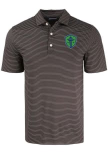 Cutter and Buck Seattle Sounders FC Mens Black Forge Eco Fine Line Short Sleeve Polo