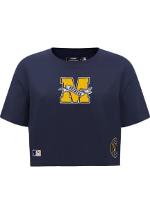 Pro Standard Milwaukee Brewers Womens Navy Blue Pennant Short Sleeve T-Shirt