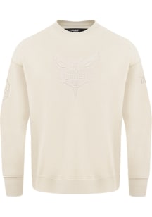 Pro Standard Charlotte Hornets Mens White Drop Shoulder Long Sleeve Fashion Sweatshirt