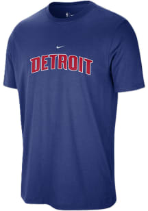 Nike Detroit Pistons Blue Wordmark Short Sleeve T Shirt